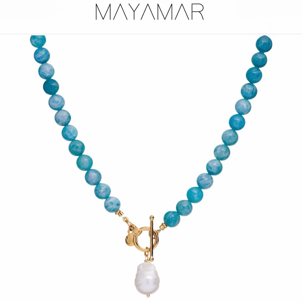 Turquoise Baroque Pearl Necklace- 24k Gold Plate Toggle Clasp 139$